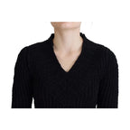 Dolce & Gabbana Black Wool Knitted Sheath Sweater Dress