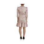 Dolce & Gabbana Pink Jaquard 3/4 Sleeve Sheath Midi Dress