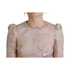 Dolce & Gabbana Pink Jaquard 3/4 Sleeve Sheath Midi Dress