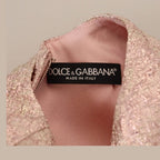 Dolce & Gabbana Pink Jaquard 3/4 Sleeve Sheath Midi Dress