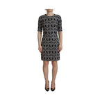 Dolce & Gabbana Black Gray Jacquard Sheath Bodycon Dress
