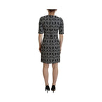 Dolce & Gabbana Black Gray Jacquard Sheath Bodycon Dress