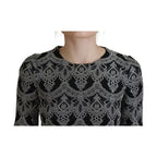 Dolce & Gabbana Black Gray Jacquard Sheath Bodycon Dress