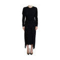 Dolce & Gabbana Black Sheath Midi Gown Wool Wrap Dress