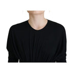 Dolce & Gabbana Black Sheath Midi Gown Wool Wrap Dress