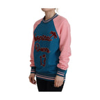 Dolce & Gabbana Blue Pink Queen Sequin Crystal Sweater