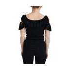 Dolce & Gabbana Black Tank Top Blouse Tassle Cotton Blouse
