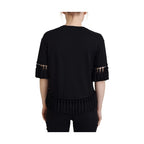 Dolce & Gabbana Black T-shirt Blouse Tassle Cotton Blouse