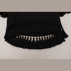 Dolce & Gabbana Black T-shirt Blouse Tassle Cotton Blouse