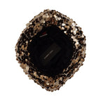 Dolce & Gabbana Gold Silk Sequin Embellished Designer Brim Bucket Hat
