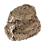 Dolce & Gabbana Gold Silk Sequin Embellished Designer Brim Bucket Hat