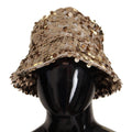 Dolce & Gabbana Gold Silk Sequin Embellished Designer Brim Bucket Hat