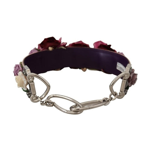 Dolce & Gabbana Multicolor Floral Appliques Metal Shoulder Strap