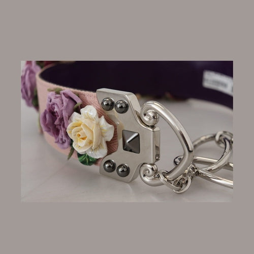 Dolce & Gabbana Multicolor Floral Appliques Metal Shoulder Strap