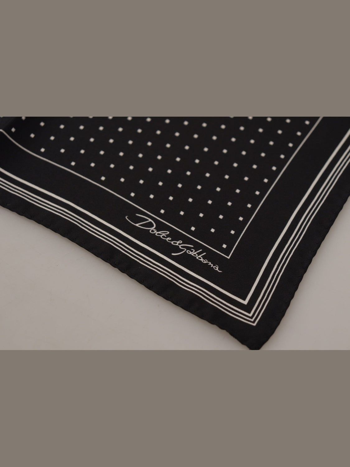 Dolce & Gabbana Black Polka Dots DG Logo Square Handkerchief