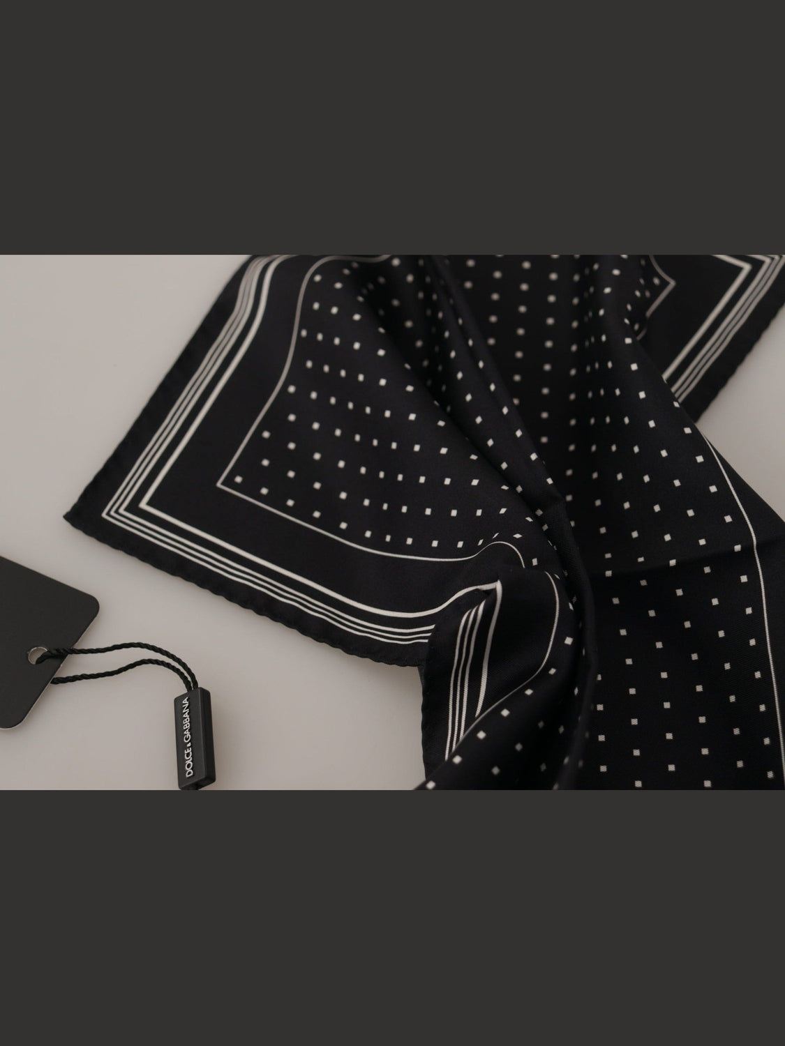 Dolce & Gabbana Black Polka Dots DG Logo Square Handkerchief