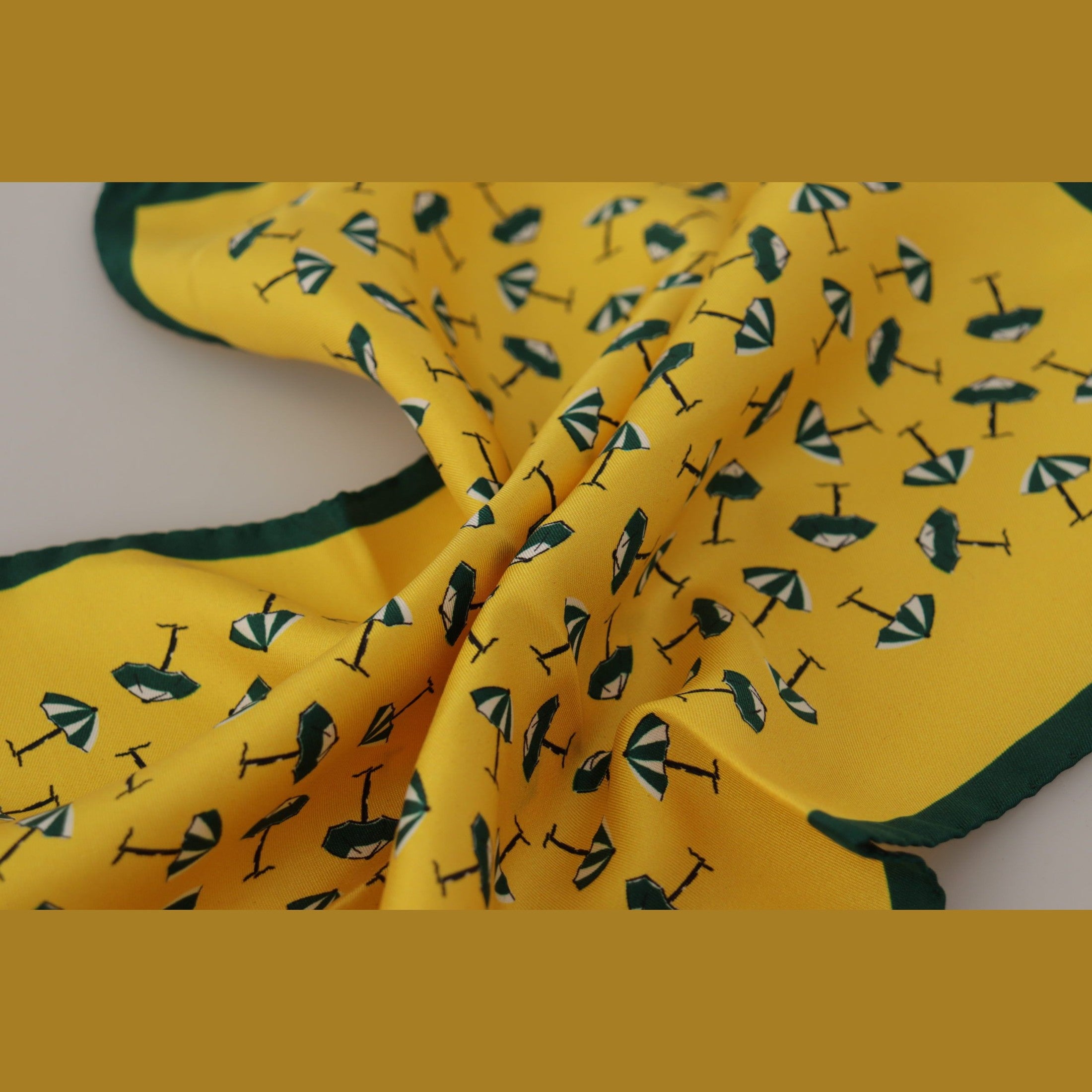 Dolce & Gabbana Yellow Printed DG Logo Square Mens Handkerchief Scarf