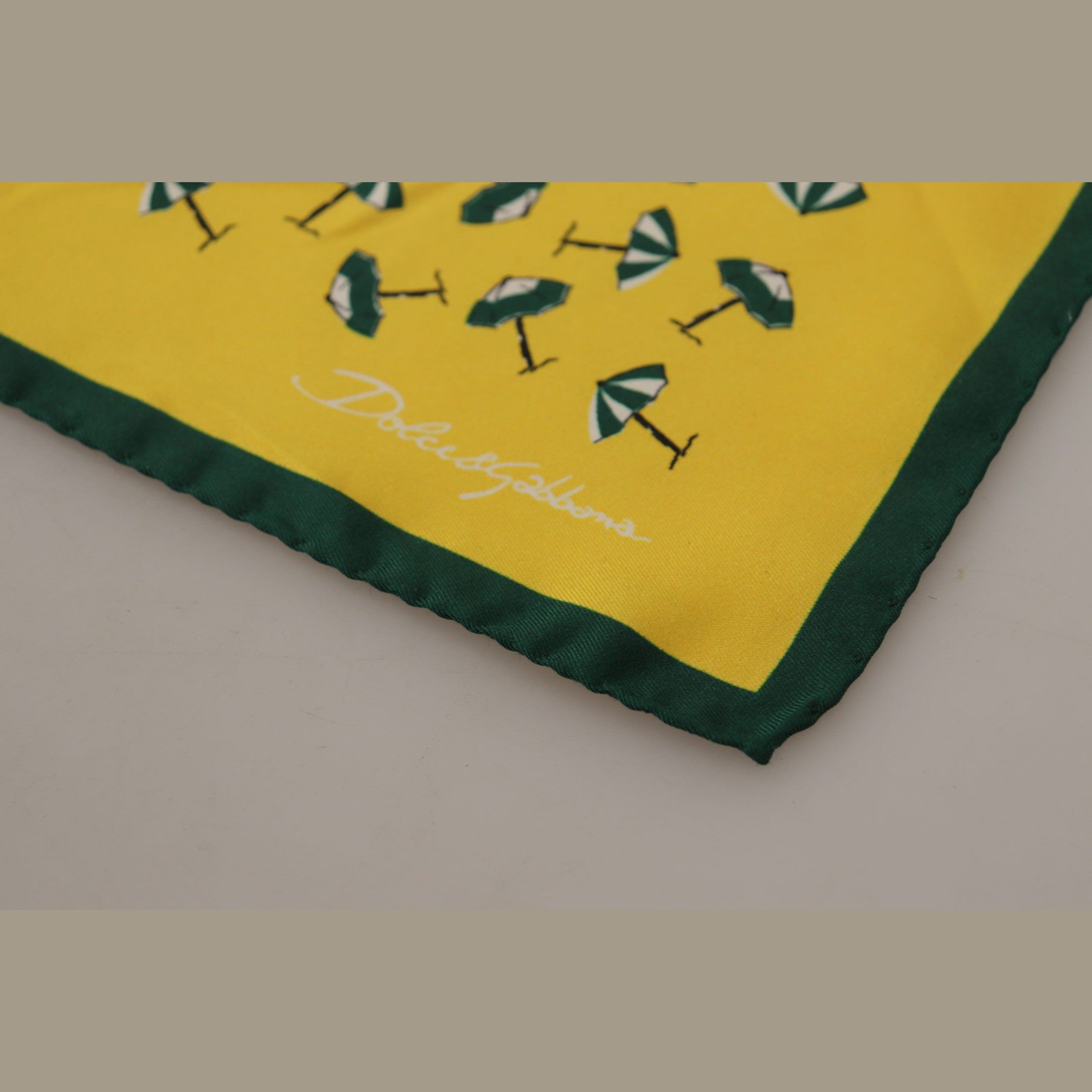 Dolce & Gabbana Yellow Printed DG Logo Square Mens Handkerchief Scarf