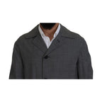 Dolce & Gabbana Gray Wool Plaid Long Trench Coat Jacket Trench Coat Jacket
