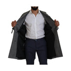 Dolce & Gabbana Gray Wool Plaid Long Trench Coat Jacket Trench Coat Jacket