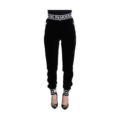 Black DG Logo Velvet Trouser Pants