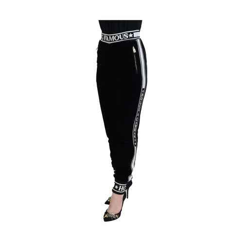 Black DG Logo Velvet Trouser Pants
