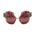 Dolce & Gabbana Pink Gold Rose Sequin Embroidery DG2202 Sunglasses