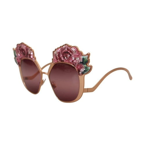 Dolce & Gabbana Pink Gold Rose Sequin Embroidery DG2202 Sunglasses