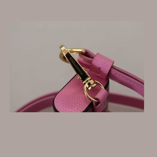 Dolce & Gabbana Pink Black Leather Strap Gold Metal Logo Airpods Case