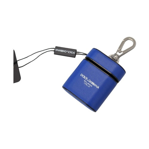 Dolce & Gabbana Blue Leather Silver Metal Logo Airpods Case