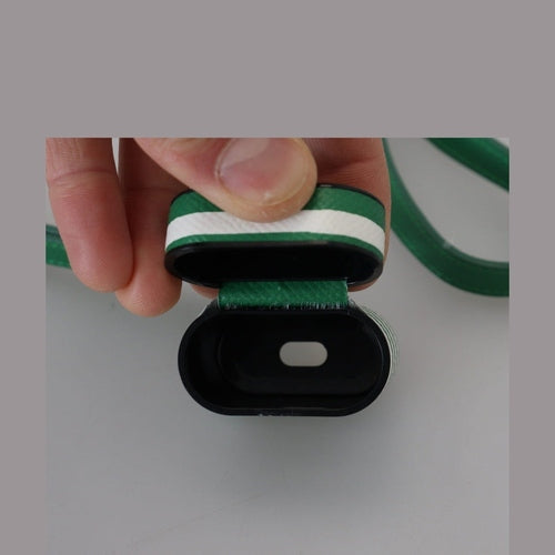 Dolce & Gabbana Green Leather Strap Gold Metal Logo Airpods Case