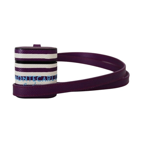 Dolce & Gabbana Purple Leather Strap Gold Metal Logo Airpods Case