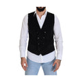 Dolce & Gabbana Black Cotton Double Breasted Waistcoat Vest