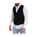 Dolce & Gabbana Black Cotton Double Breasted Waistcoat Vest
