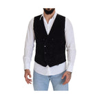 Dolce & Gabbana Black Cotton Double Breasted Waistcoat Vest
