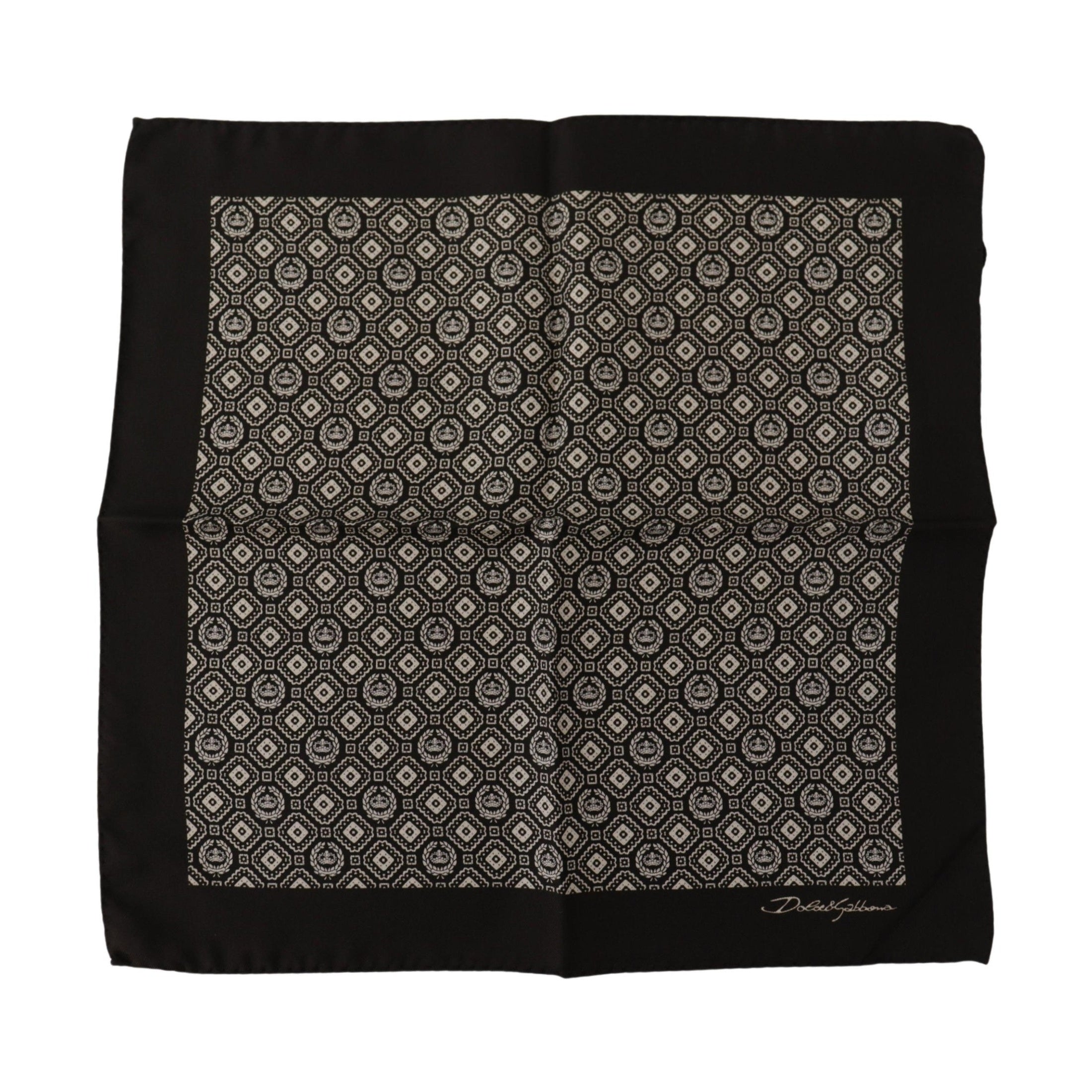 Dolce & Gabbana Black Patterned DG Logo Square Handkerchief Scarf