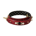 Dolce & Gabbana Red Exotic Leather Crystals Bag Shoulder Strap