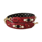 Dolce & Gabbana Red Exotic Leather Crystals Bag Shoulder Strap