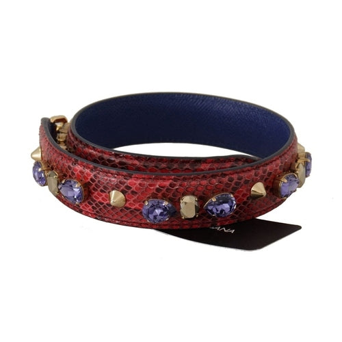 Dolce & Gabbana Red Exotic Leather Crystals Bag Shoulder Strap