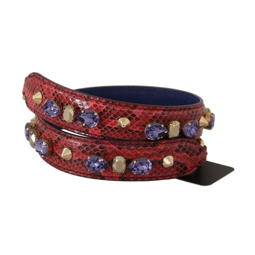 Dolce & Gabbana Red Exotic Leather Crystals Bag Shoulder Strap