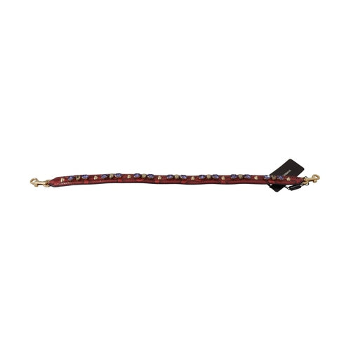 Dolce & Gabbana Red Exotic Leather Crystals Bag Shoulder Strap