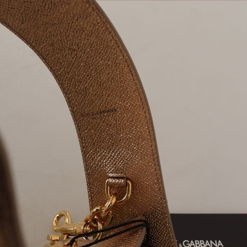 Dolce & Gabbana Gold Leather LOVE Patch Bag Shoulder Strap