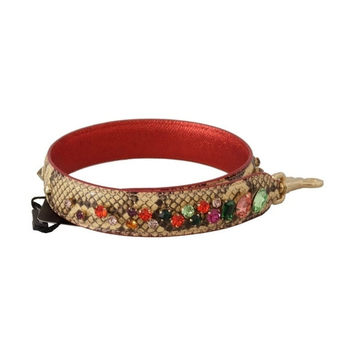 Dolce & Gabbana Beige Exotic Leather Crystals Shoulder Strap
