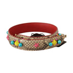 Dolce & Gabbana Beige Python Leather Crystals Shoulder Strap