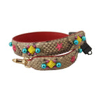 Dolce & Gabbana Beige Python Leather Crystals Shoulder Strap