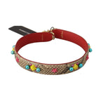 Dolce & Gabbana Beige Python Leather Crystals Shoulder Strap