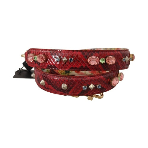 Dolce & Gabbana Red Exotic Leather Crystals Reversible Shoulder Strap