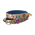 Dolce & Gabbana Beige Python Leather Floral Studded Shoulder Strap