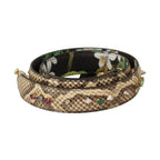 Dolce & Gabbana Beige Exotic Leather Crystals Reversible Shoulder Strap