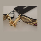 Dolce & Gabbana Beige Exotic Leather Crystals Reversible Shoulder Strap
